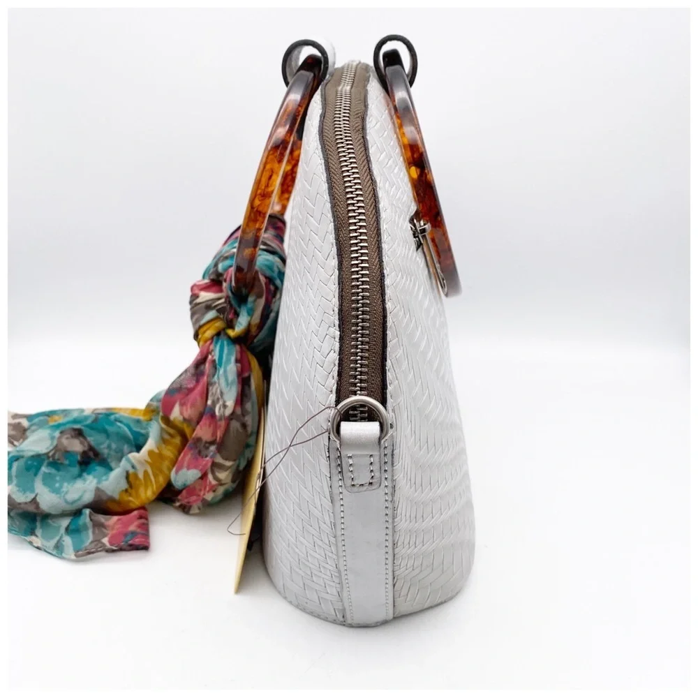 NWT Patricia Nash Meldola Dome Satchel‎ in Light Grey - Picture 7 of 12